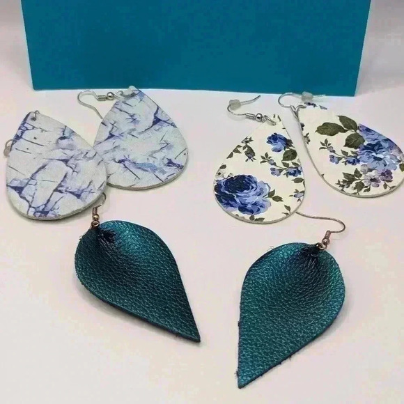 Boho Leather & Faux Leather Earring Bundle Lot of 3 - Picture 2 of 6